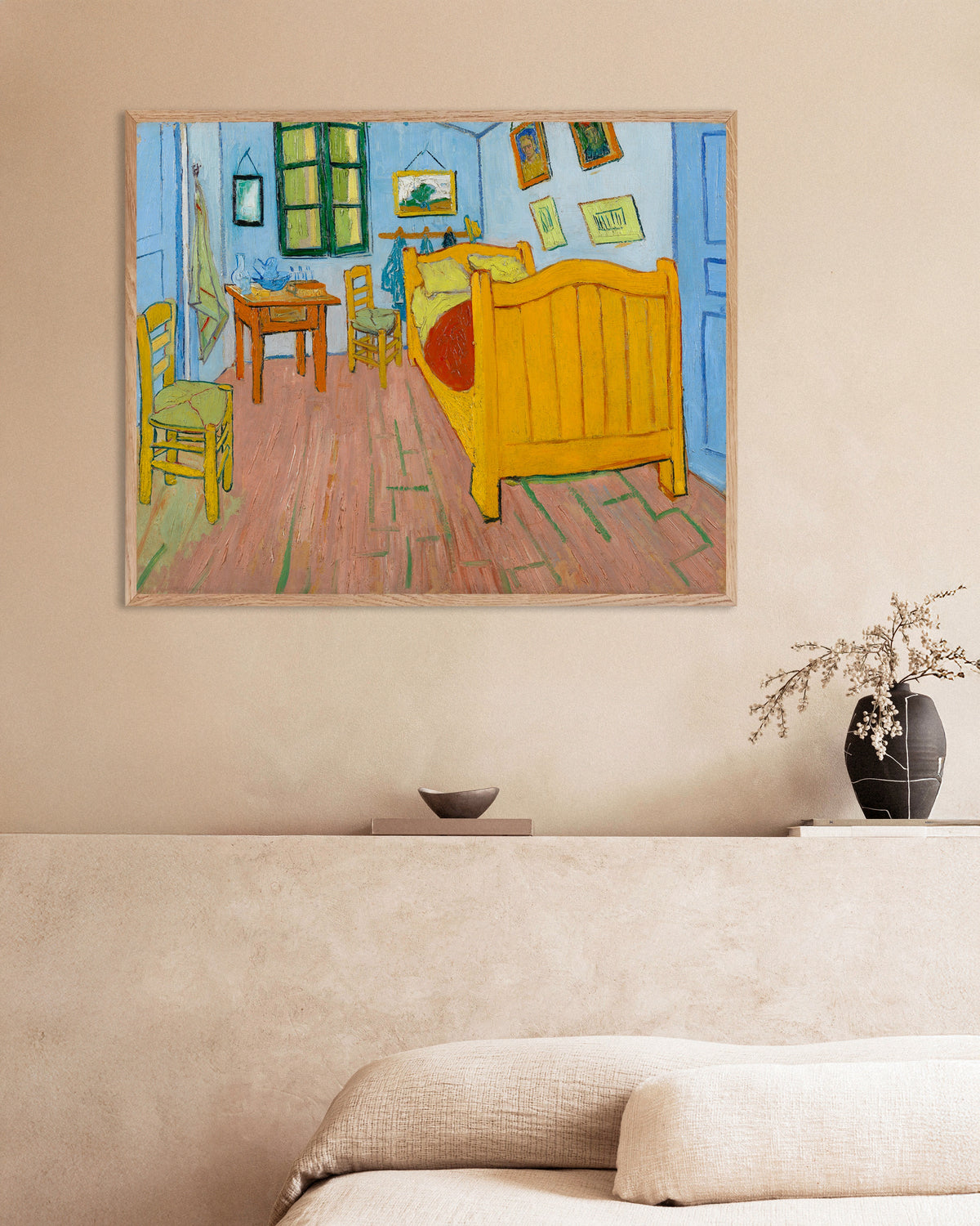 Poster de La Chambre (1888) de Vincent van Gogh, avec cadre en bois naturel