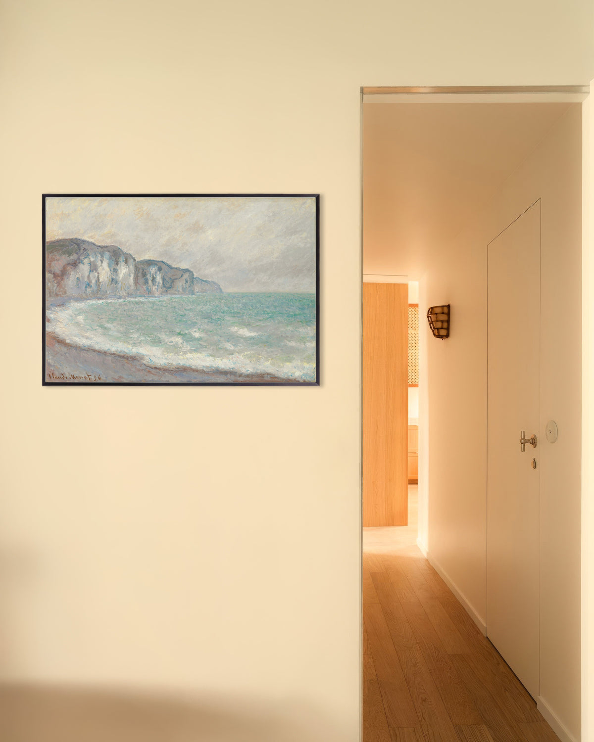 Affiche Falaise de Pourville (1896) de Claude Monet, avec un cadre en métal