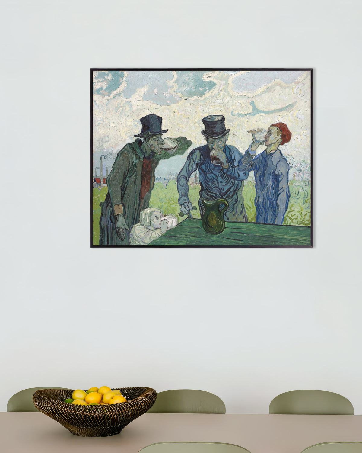 Poster Les Buveurs, d’après Daumier (1890), par Vincent van Gogh, avec cadre métallique