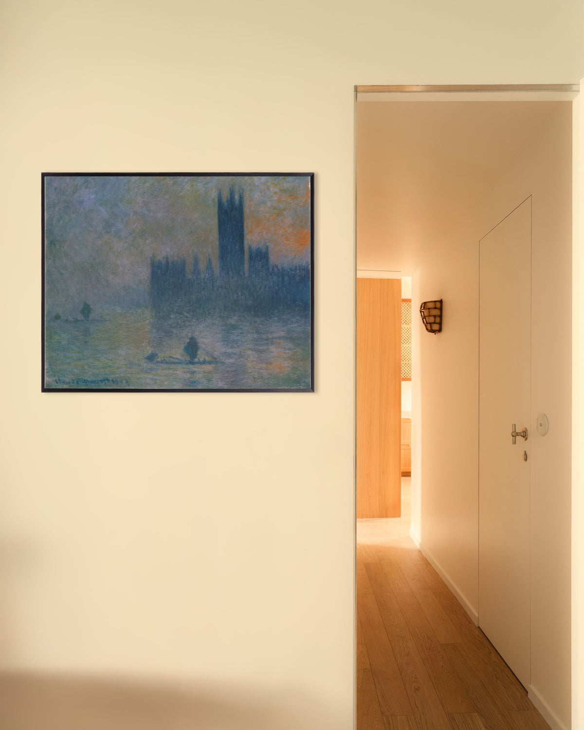 Affiche Le Parlement, effet de brouillard (1903–1904) de Claude Monet, avec un cadre en métal