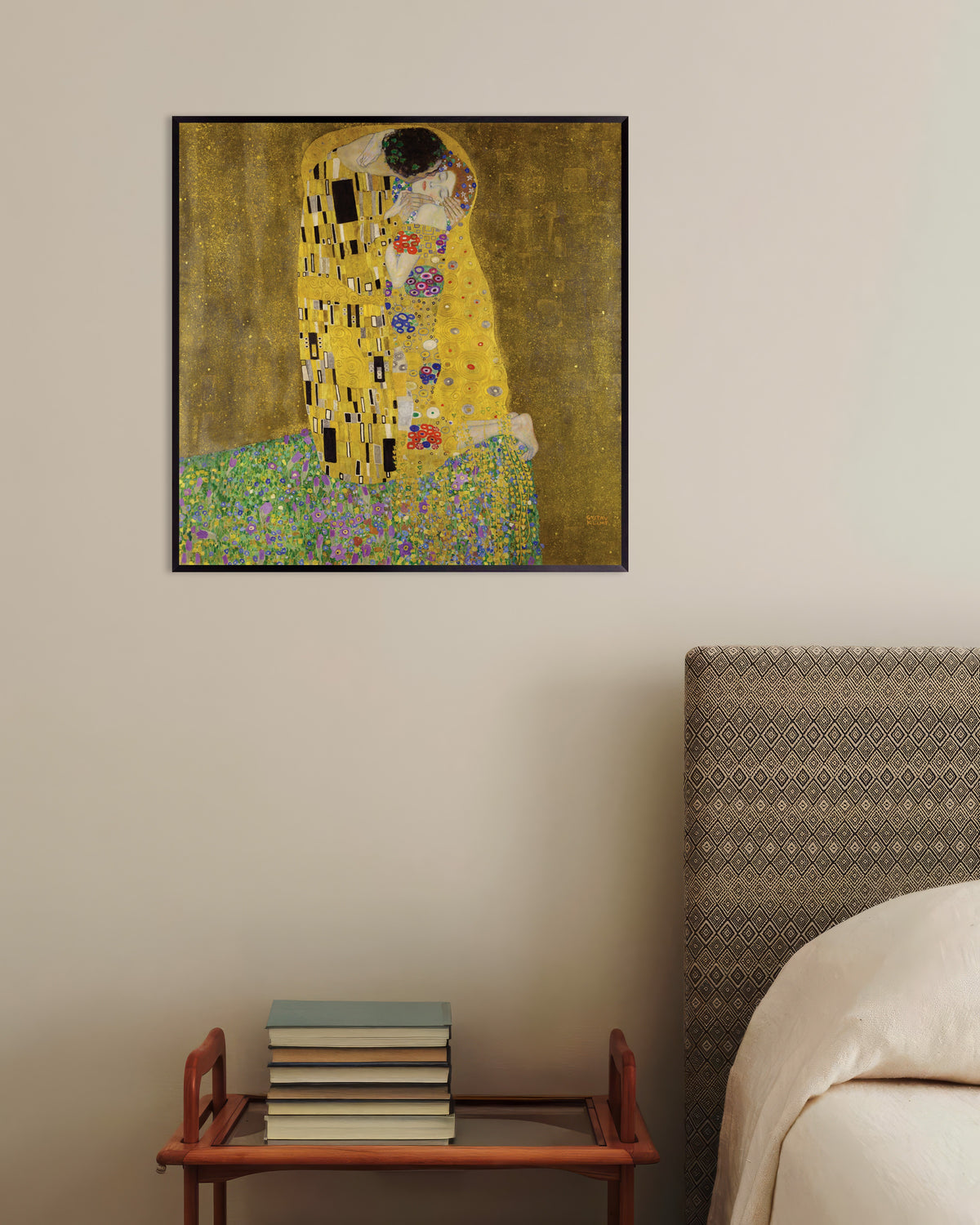 Affiche Le Baiser (1907–1908) de Gustav Klimt, avec un cadre en métal