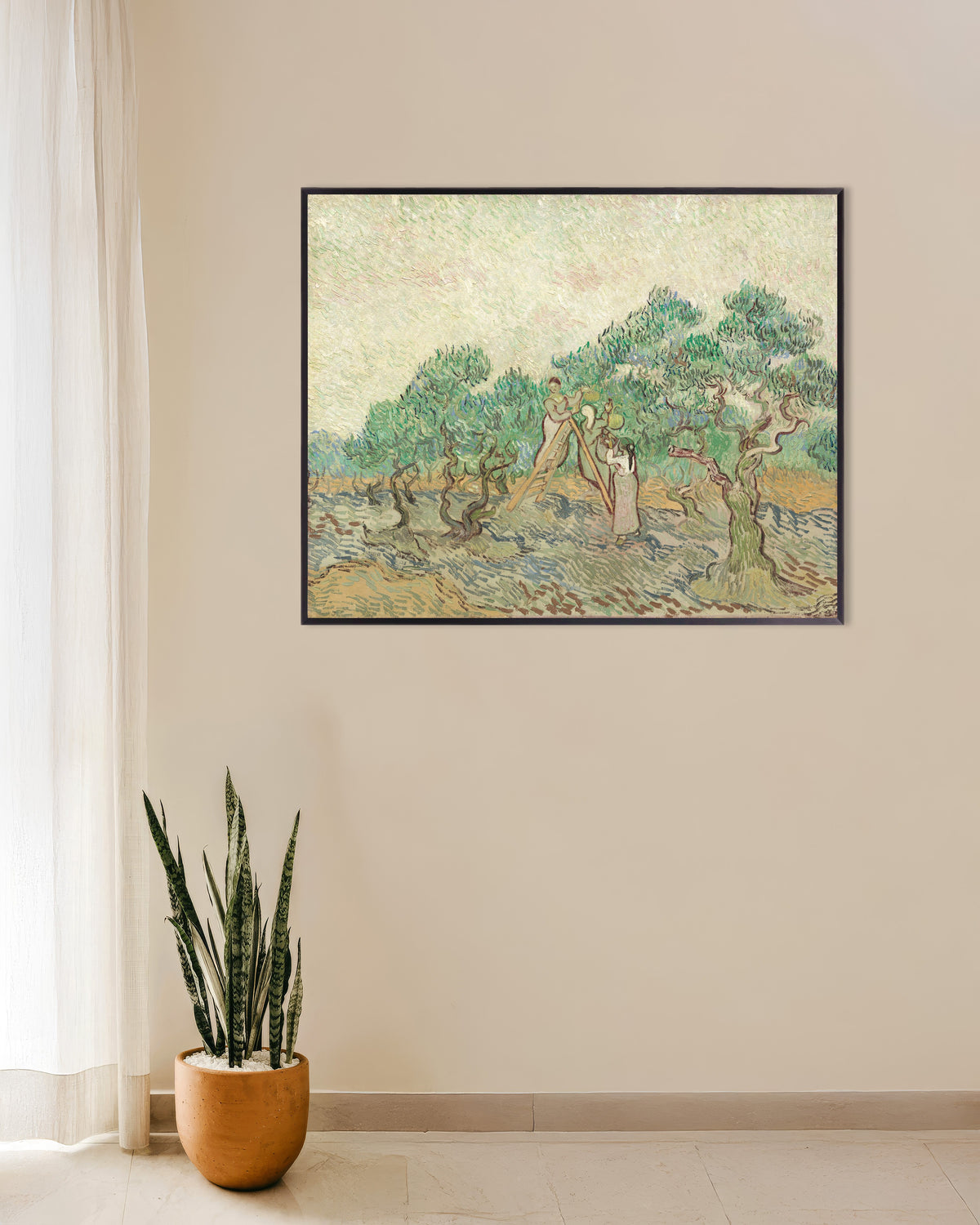 Poster Le Verger d’oliviers (1889) de Vincent van Gogh, avec un cadre en métal