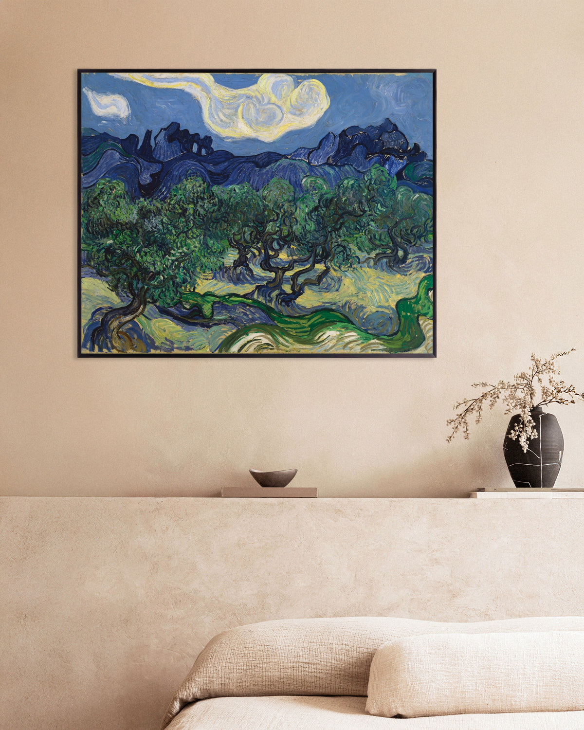 Poster de Les Oliviers (1889) de Vincent van Gogh, avec cadre en métal