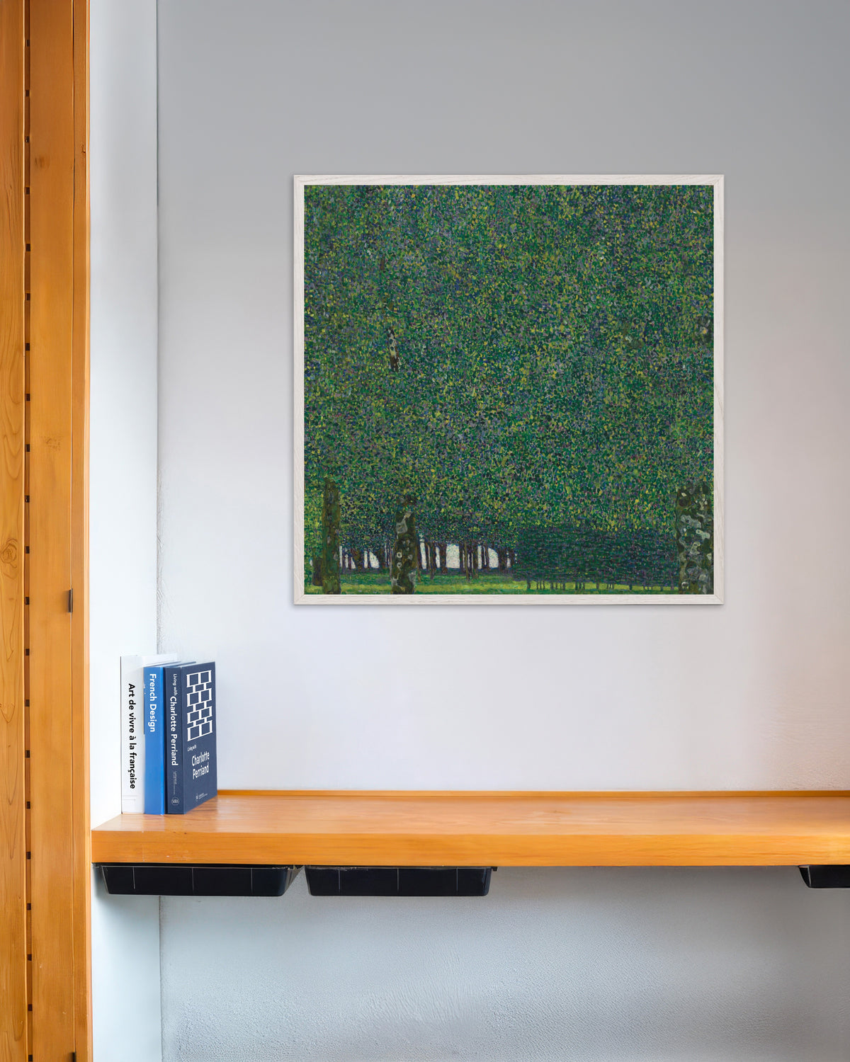 Affiche Le Parc (vers 1910–1911) de Gustav Klimt, avec un cadre en bois blanc