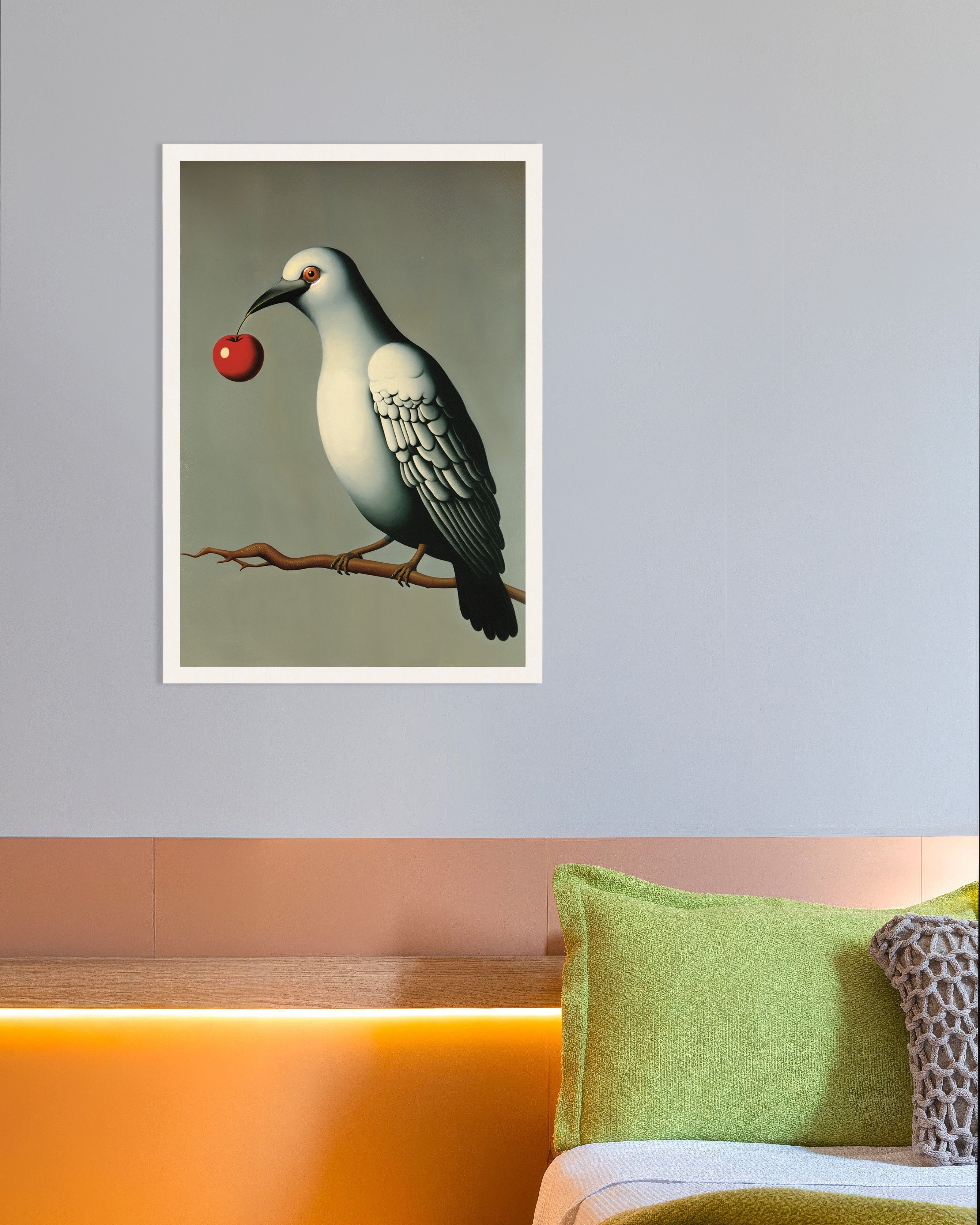 Poster of The Pigeon and the Cherry - Homage to Magritte