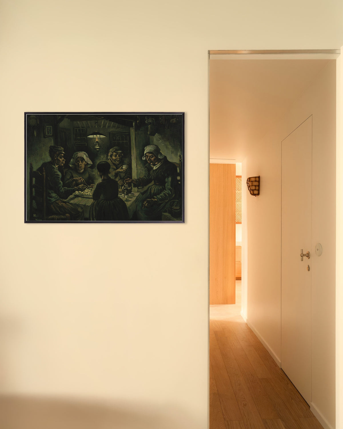 Affiche « Les Mangeurs de pommes de terre » (1885) de Vincent van Gogh, avec cadre en métal