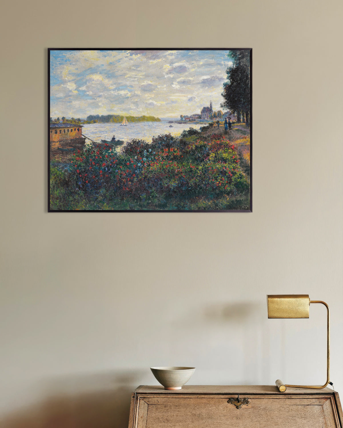 Affiche La Seine à Argenteuil (1877) de Claude Monet, avec un cadre en métal