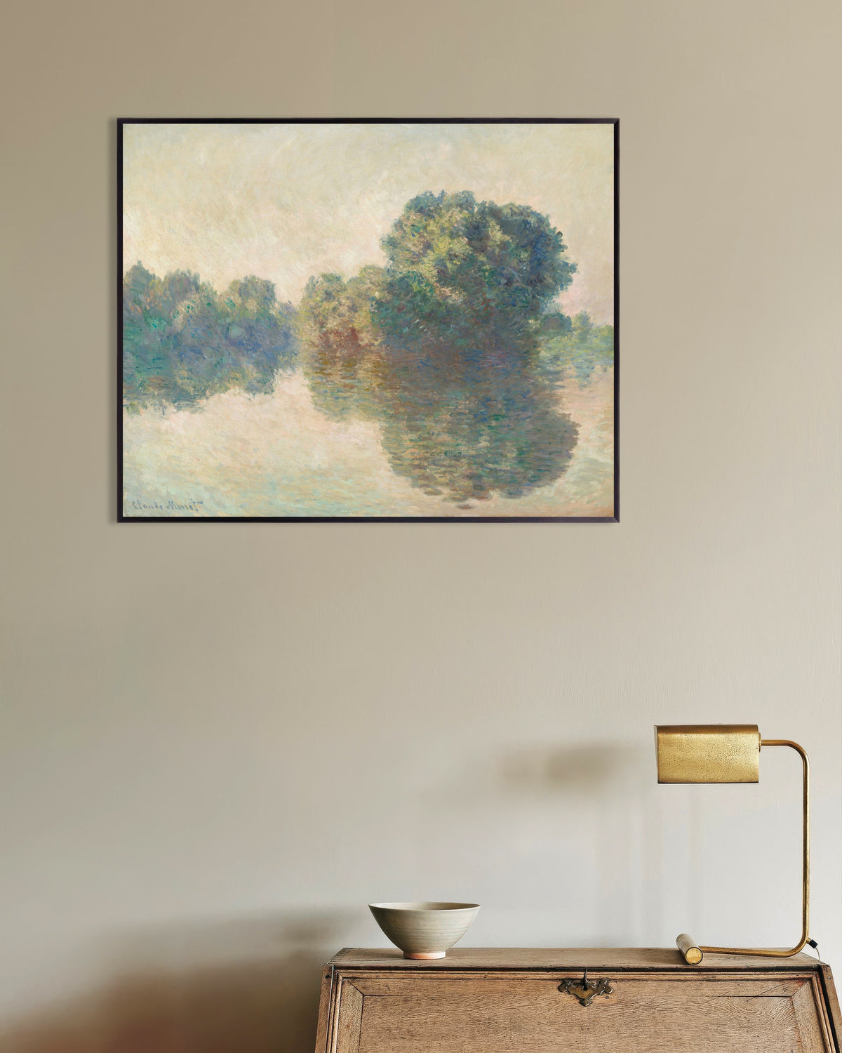 Affiche La Seine à Giverny (1897) de Claude Monet, avec un cadre en métal