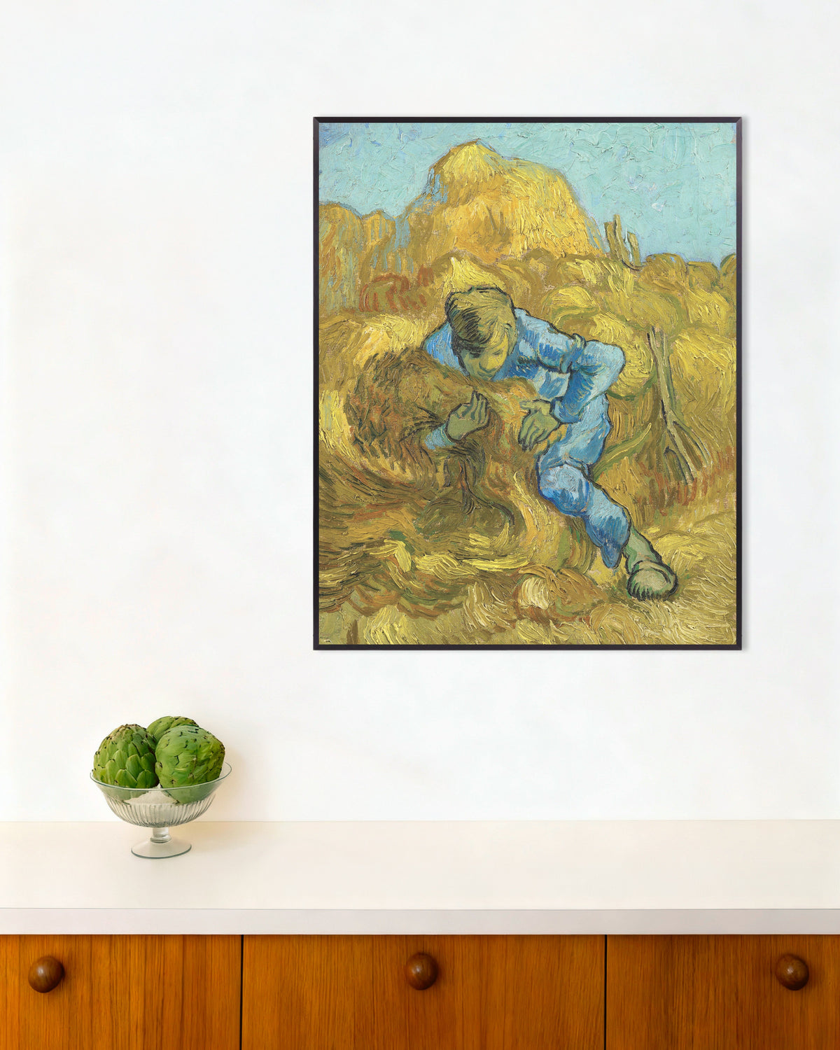 Poster de Le Botteleur, d’après Millet (1889), de Vincent van Gogh, avec un cadre en métal