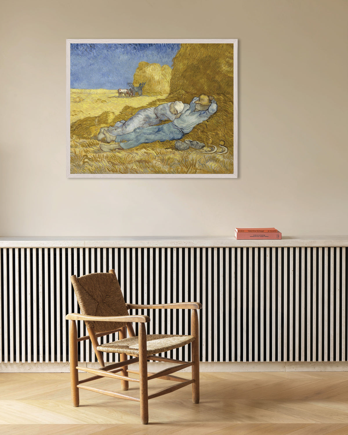 Poster de La Sieste, d’après Millet (1890), de Vincent van Gogh, avec un cadre en bois blanc