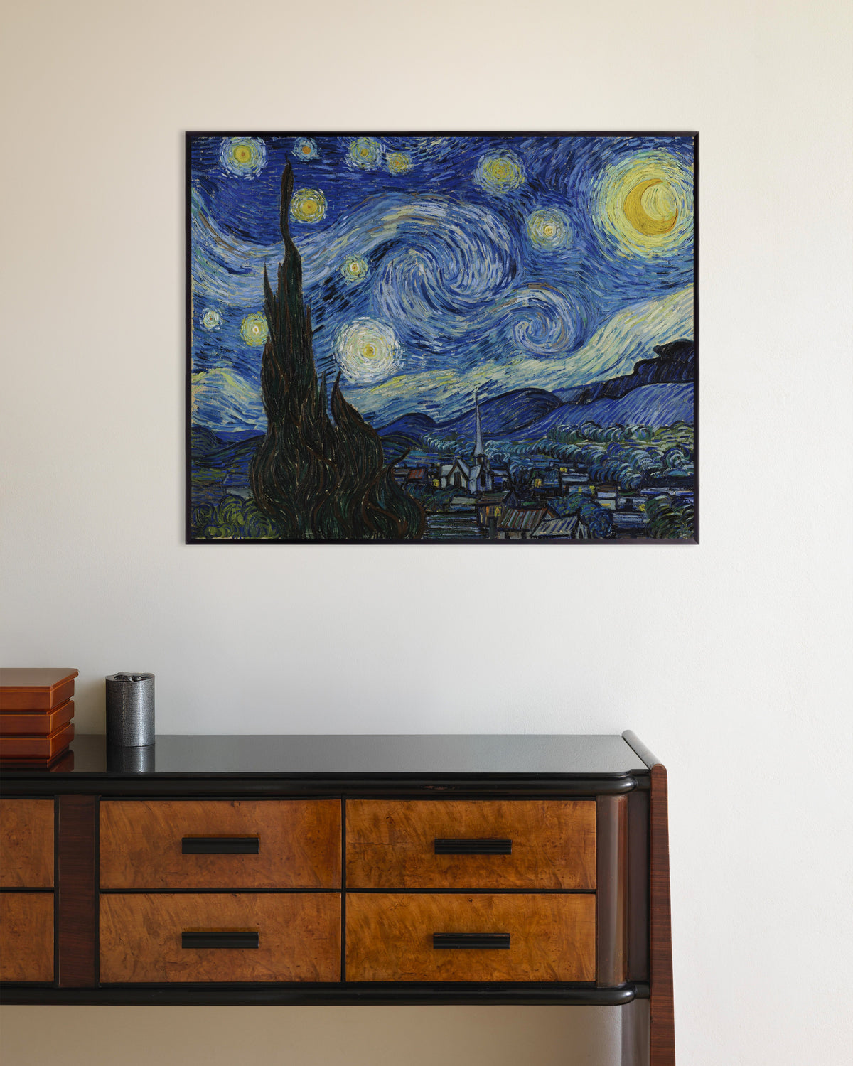 Affiche « La Nuit étoilée » (1889) de Vincent van Gogh, avec cadre en métal