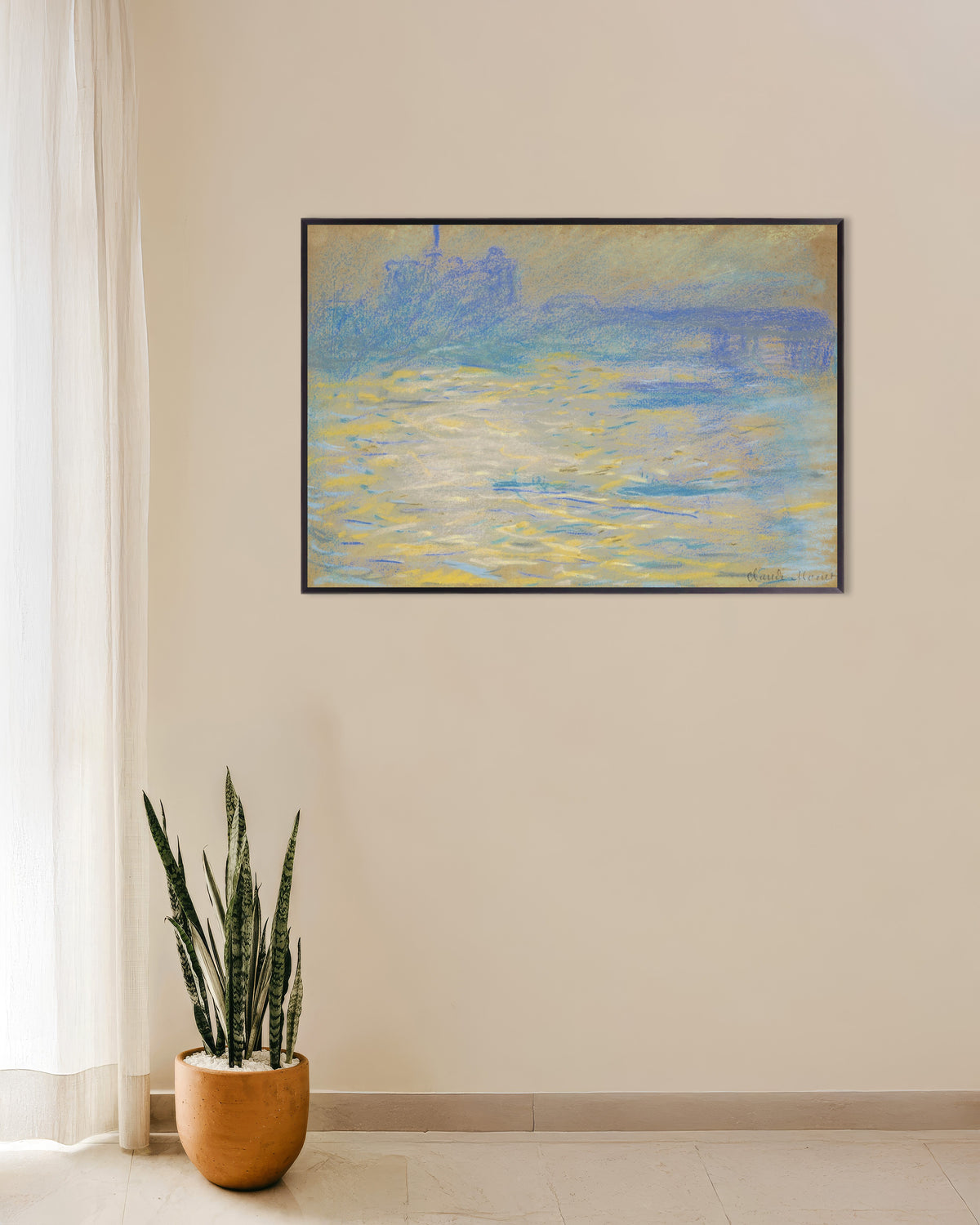 Affiche La Tamise (1901) de Claude Monet, avec un cadre en métal