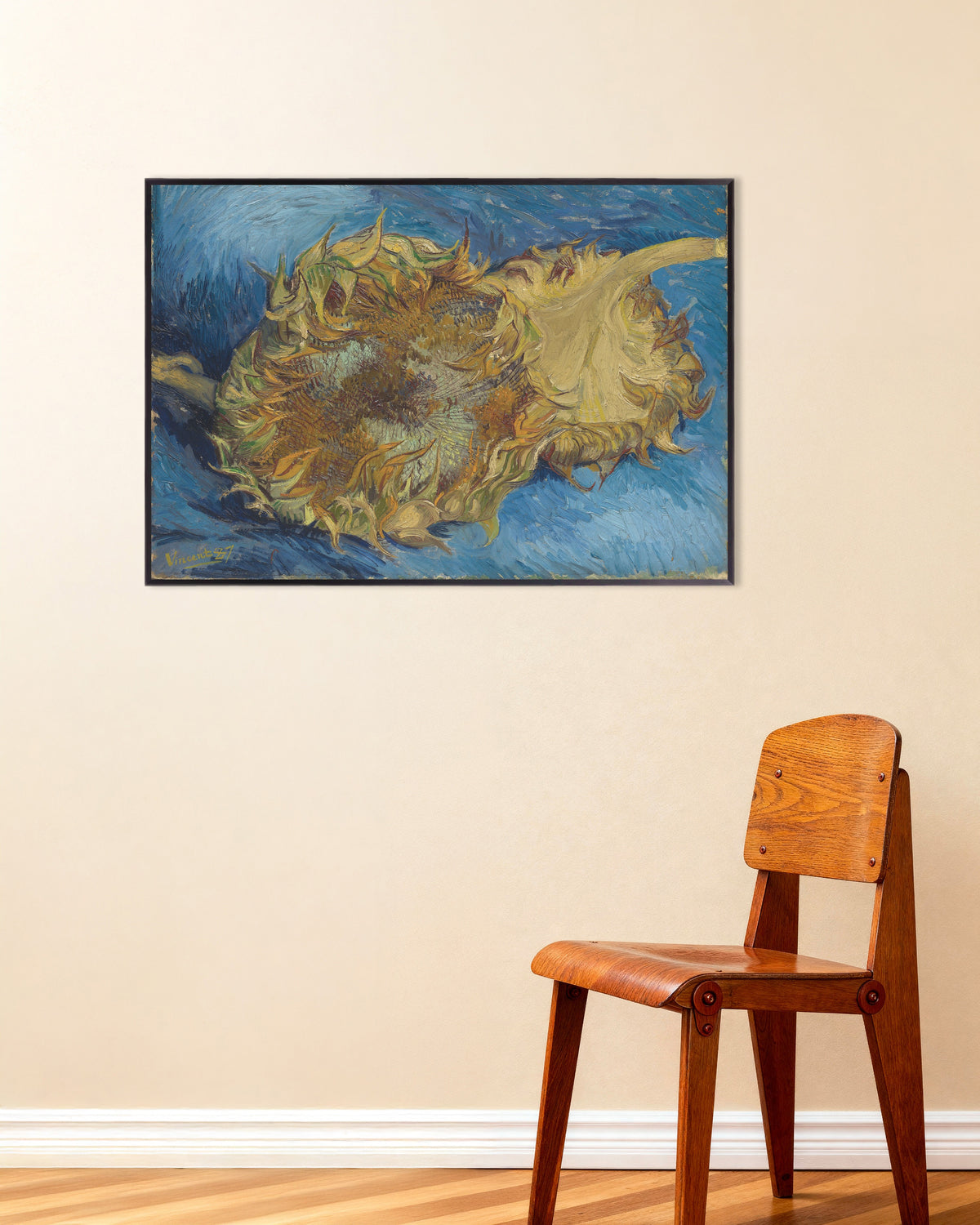 Poster de Deux tournesols coupés (1887), de Vincent van Gogh, avec un cadre en métal