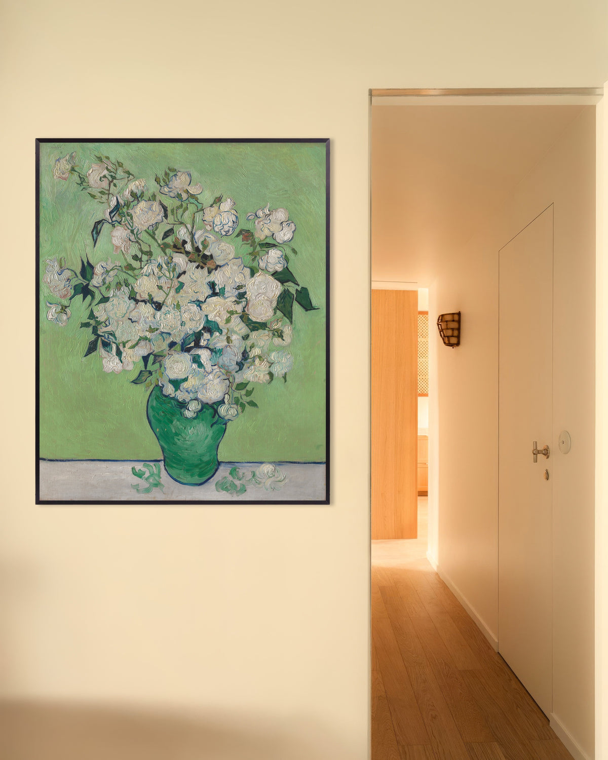 Poster de Vase de roses (1890) de Vincent van Gogh, avec un cadre en métal