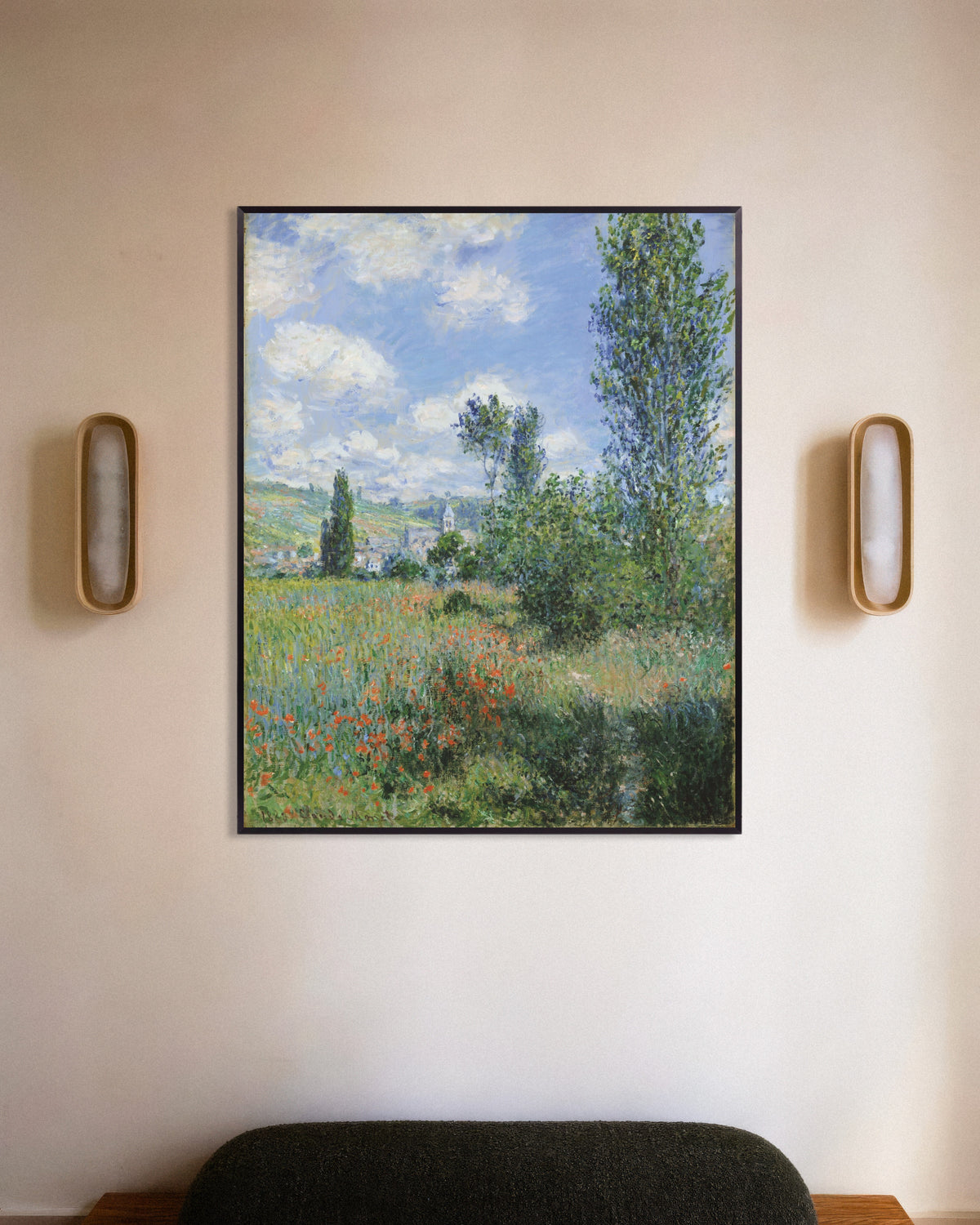 Affiche Vue de Vétheuil (1880) de Claude Monet, avec un cadre en métal