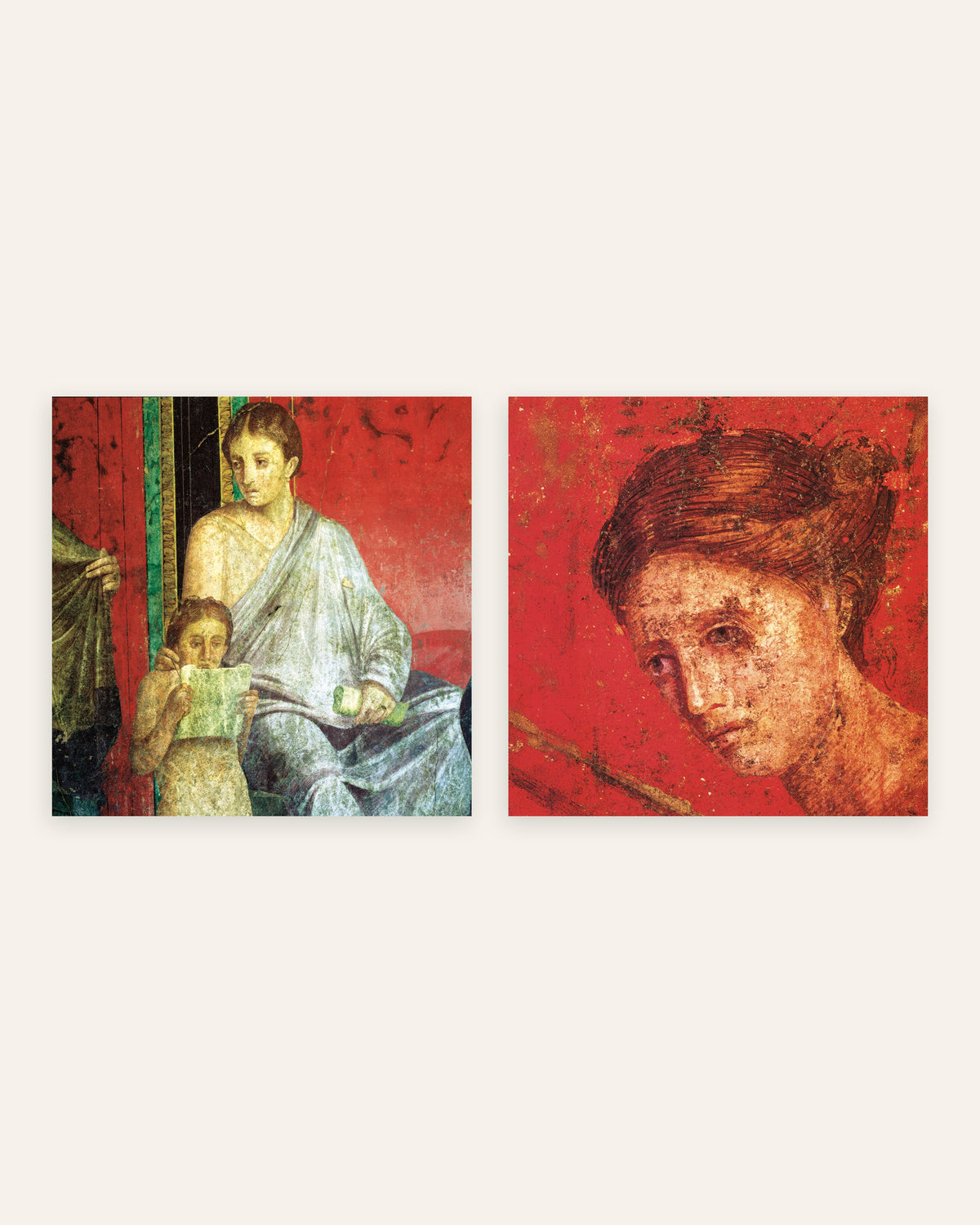 Affiches Villa des Mystères, lot de 2 : jeune lecteur et portrait, sans cadre