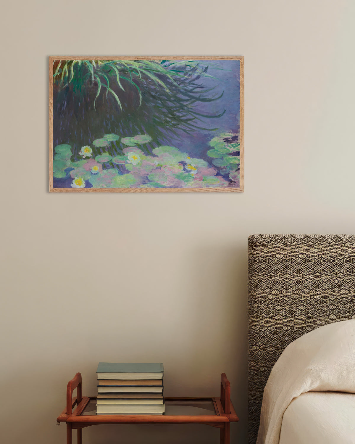 Affiche Nymphéas avec reflets de hautes herbes (1914–1917) de Claude Monet, avec un cadre en bois naturel