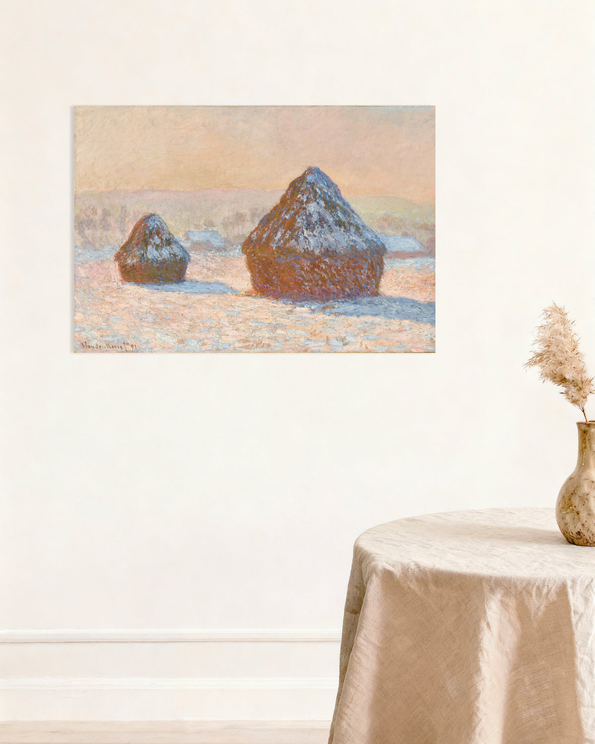Affiche Meules, effet de neige, le matin (1891) de Claude Monet