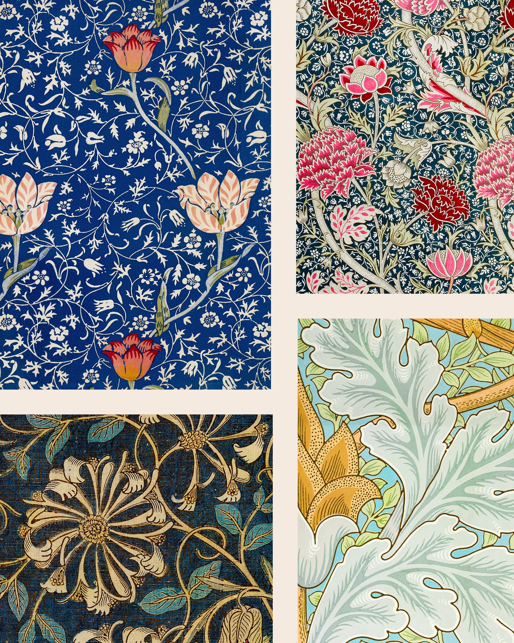 Papiers peints william morris et tissus, collage - Affiche