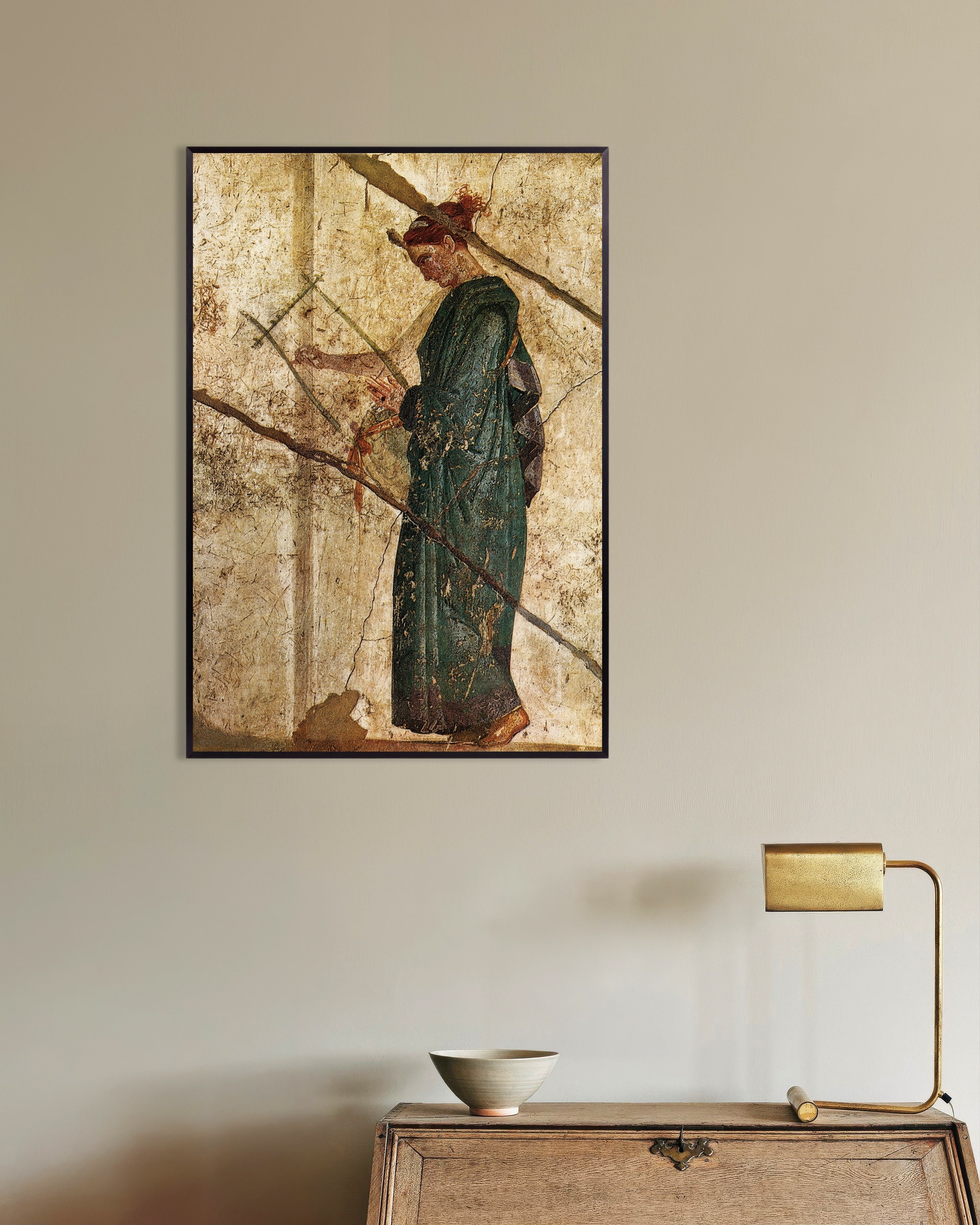 Poster of Woman with lyre fresco poster, with metal frame
