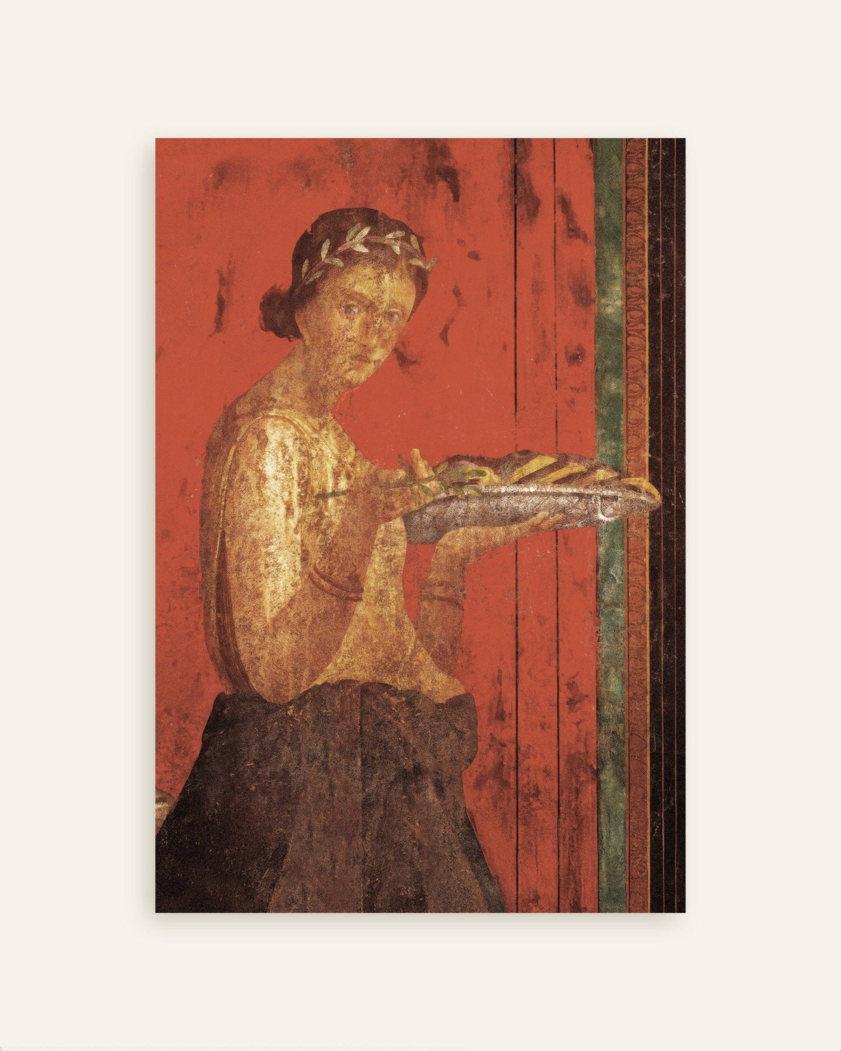 Affiche de la fresque de la femme à la couronne de laurier, Pompéi