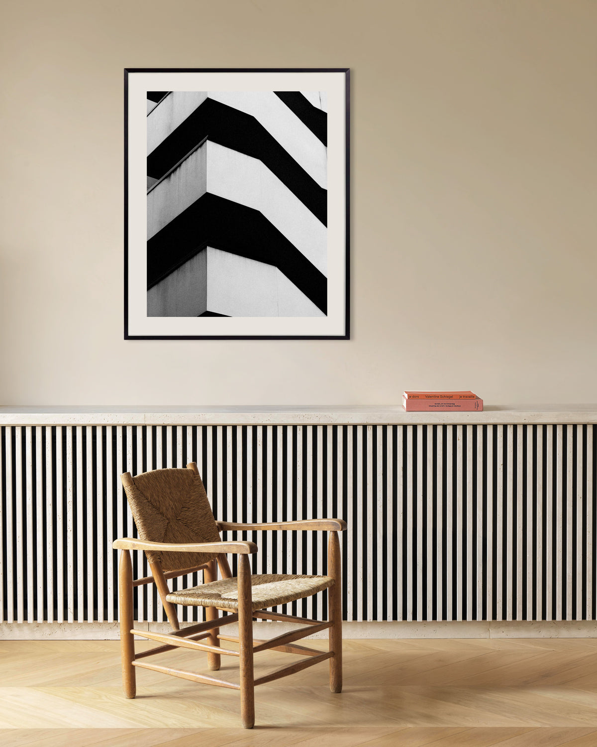 Affiche « Balcons en béton en zigzag », avec un cadre en métal